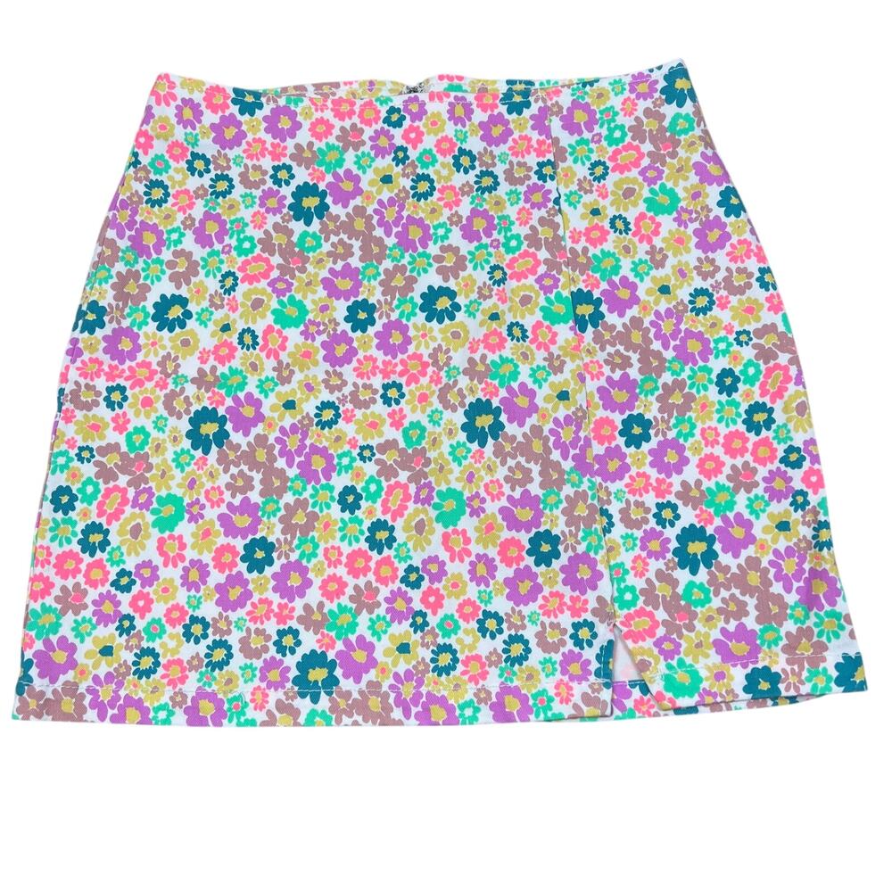 Wild Fable Women's Notch Front Floral Print Jean Mini Skirt - Size 2 - NWT